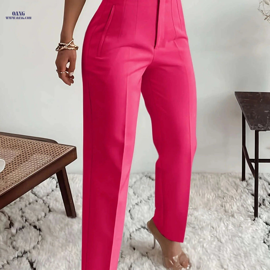 Elegant Women's High-Waisted Formal Trousers - Office Suit Pencil Pants   OAXG 