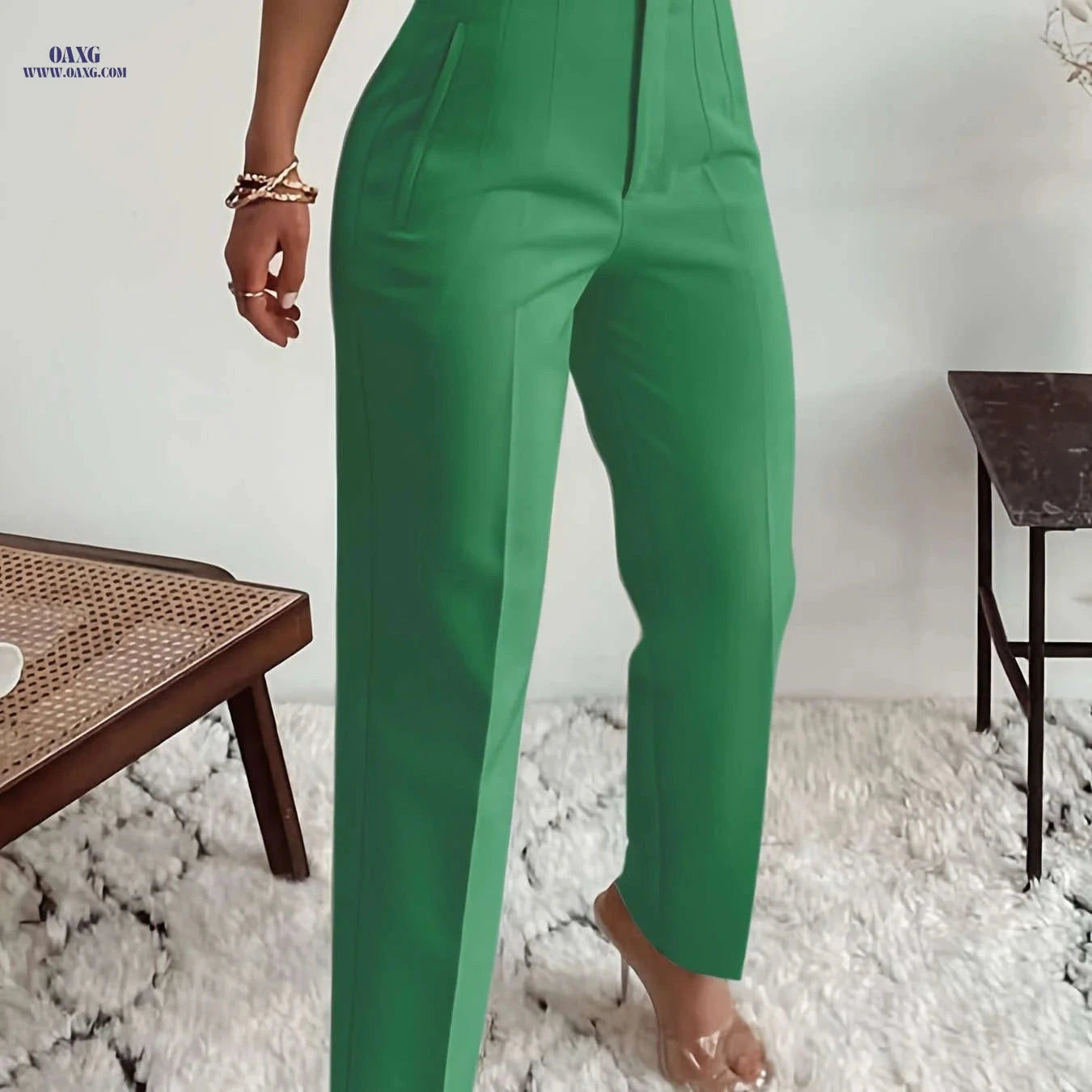 Elegant Women's High-Waisted Formal Trousers - Office Suit Pencil Pants   OAXG 