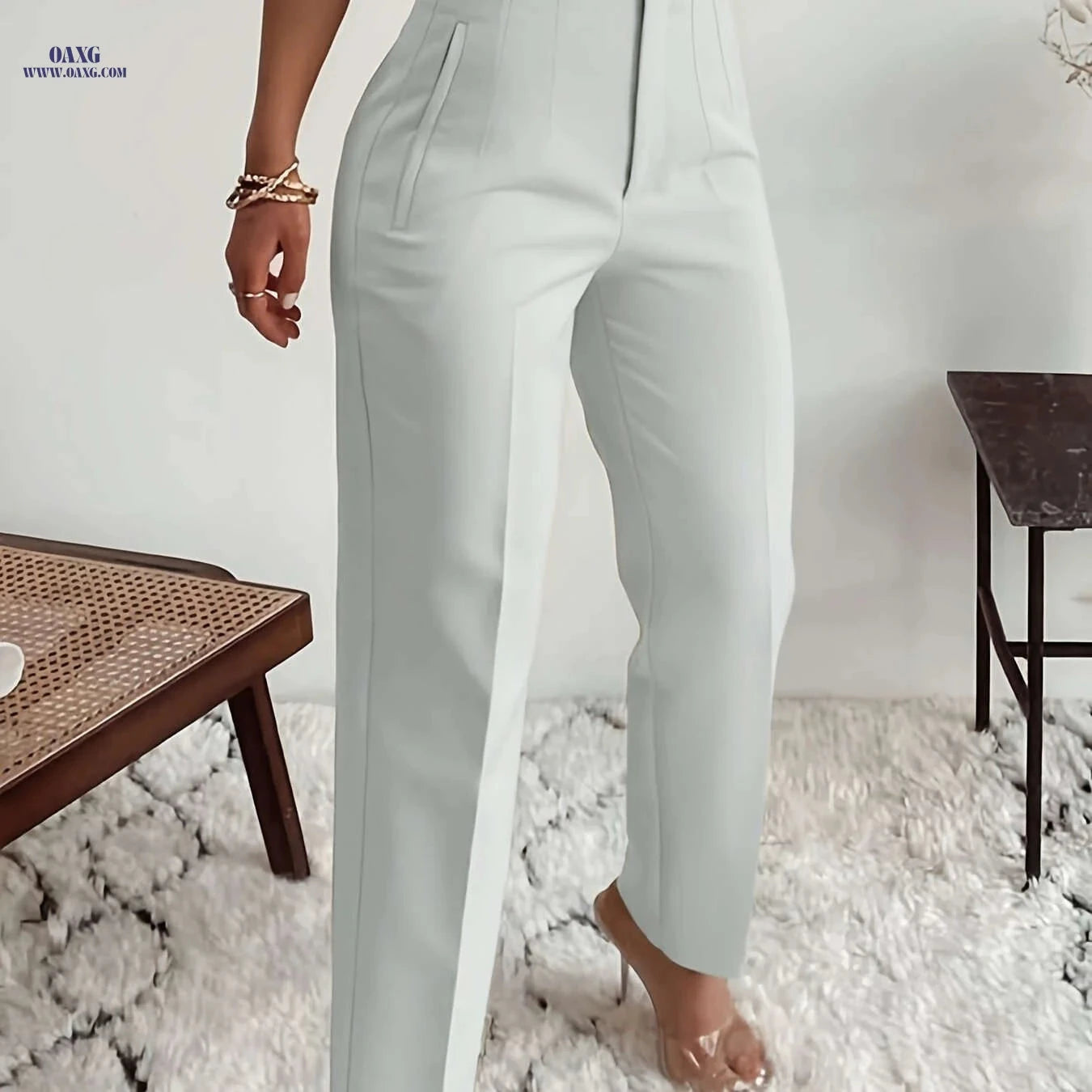 Elegant Women's High-Waisted Formal Trousers - Office Suit Pencil Pants   OAXG 