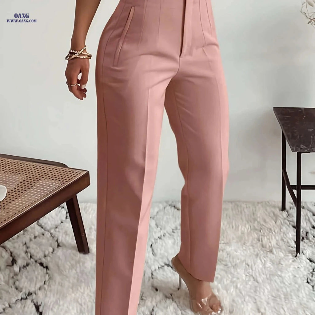 Elegant Women's High-Waisted Formal Trousers - Office Suit Pencil Pants   OAXG 