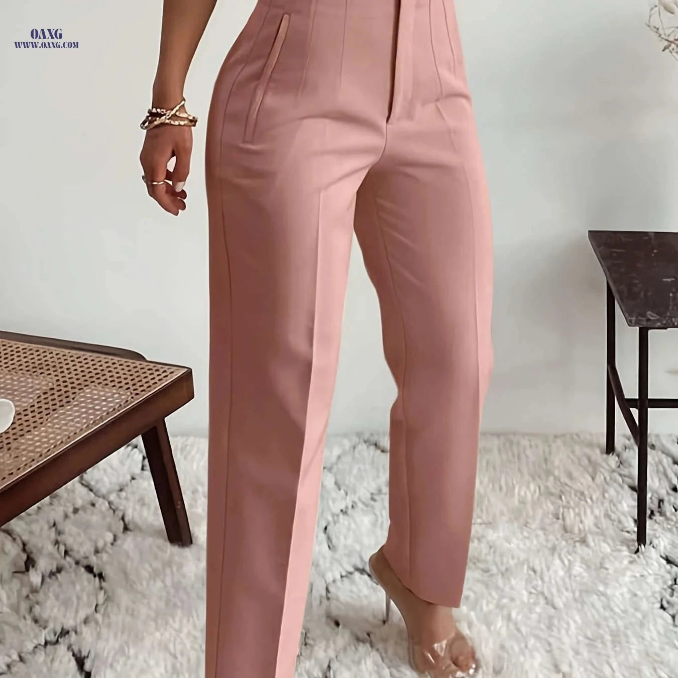 Elegant Women's High-Waisted Formal Trousers - Office Suit Pencil Pants   OAXG 