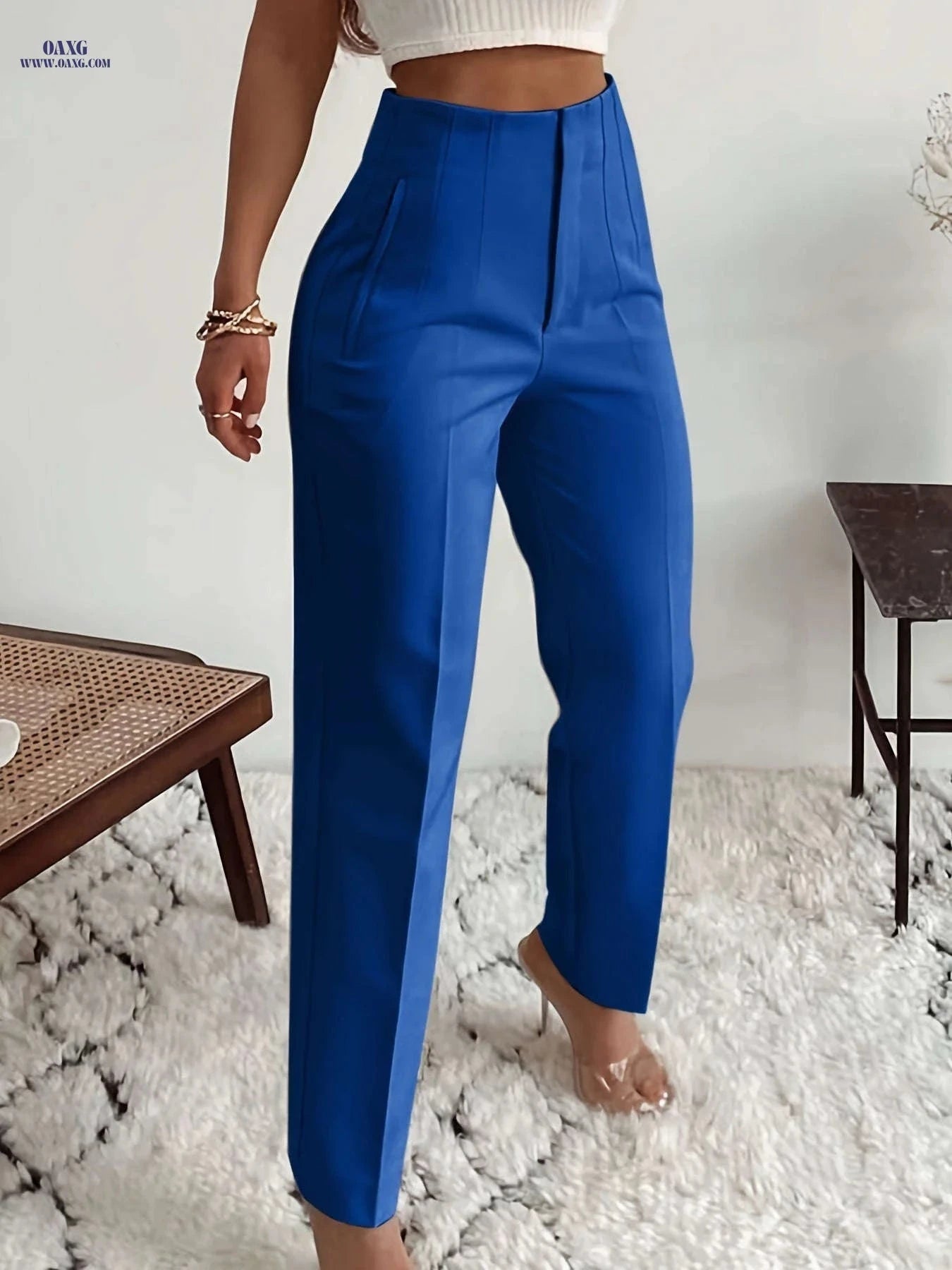 Elegant Women's High-Waisted Formal Trousers - Office Suit Pencil Pants   OAXG 