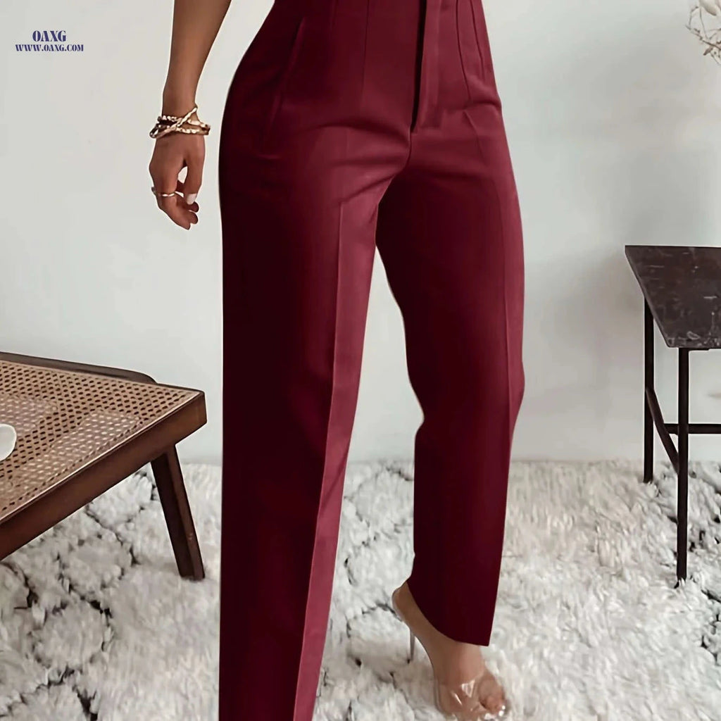 Elegant Women's High-Waisted Formal Trousers - Office Suit Pencil Pants   OAXG 