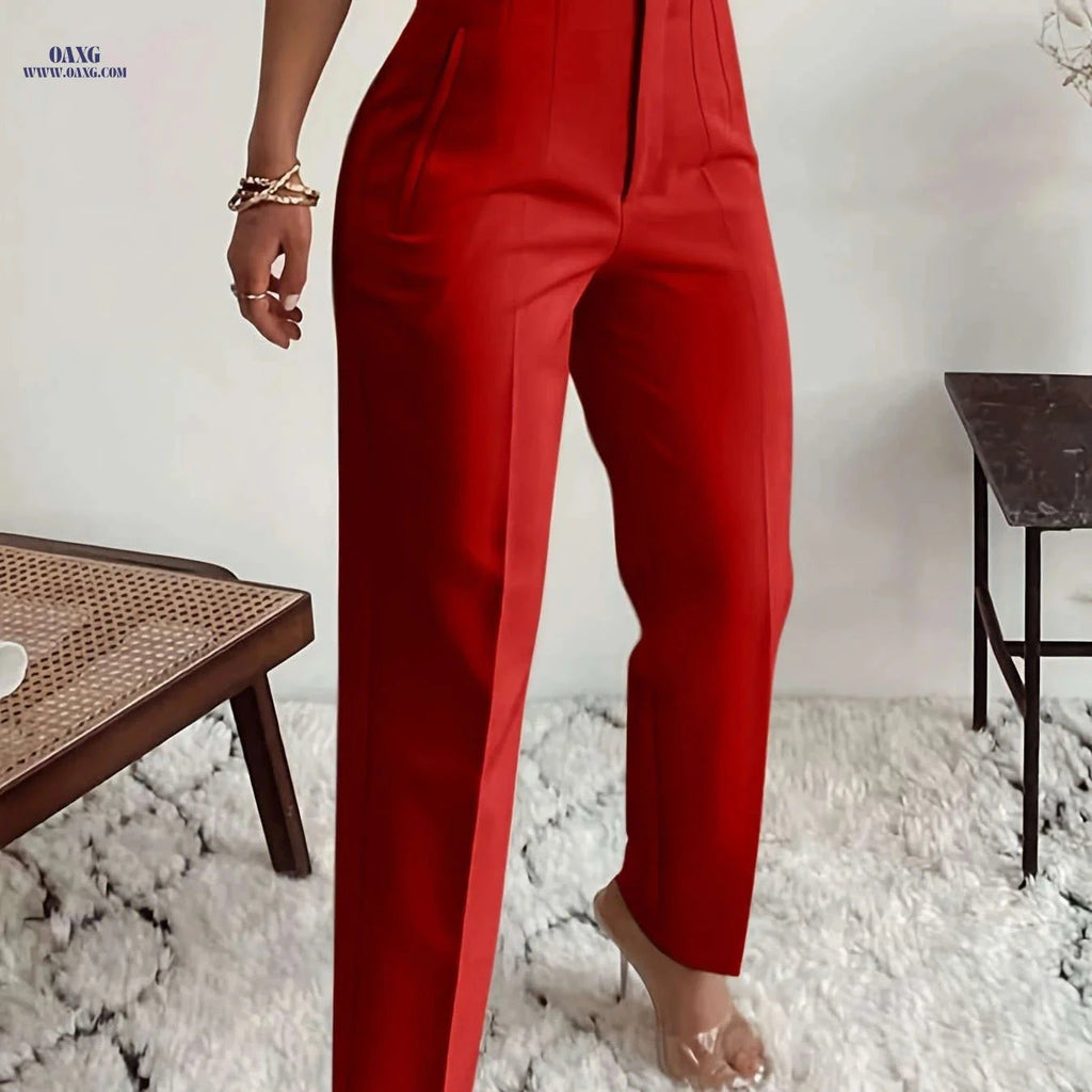 Elegant Women's High-Waisted Formal Trousers - Office Suit Pencil Pants   OAXG 