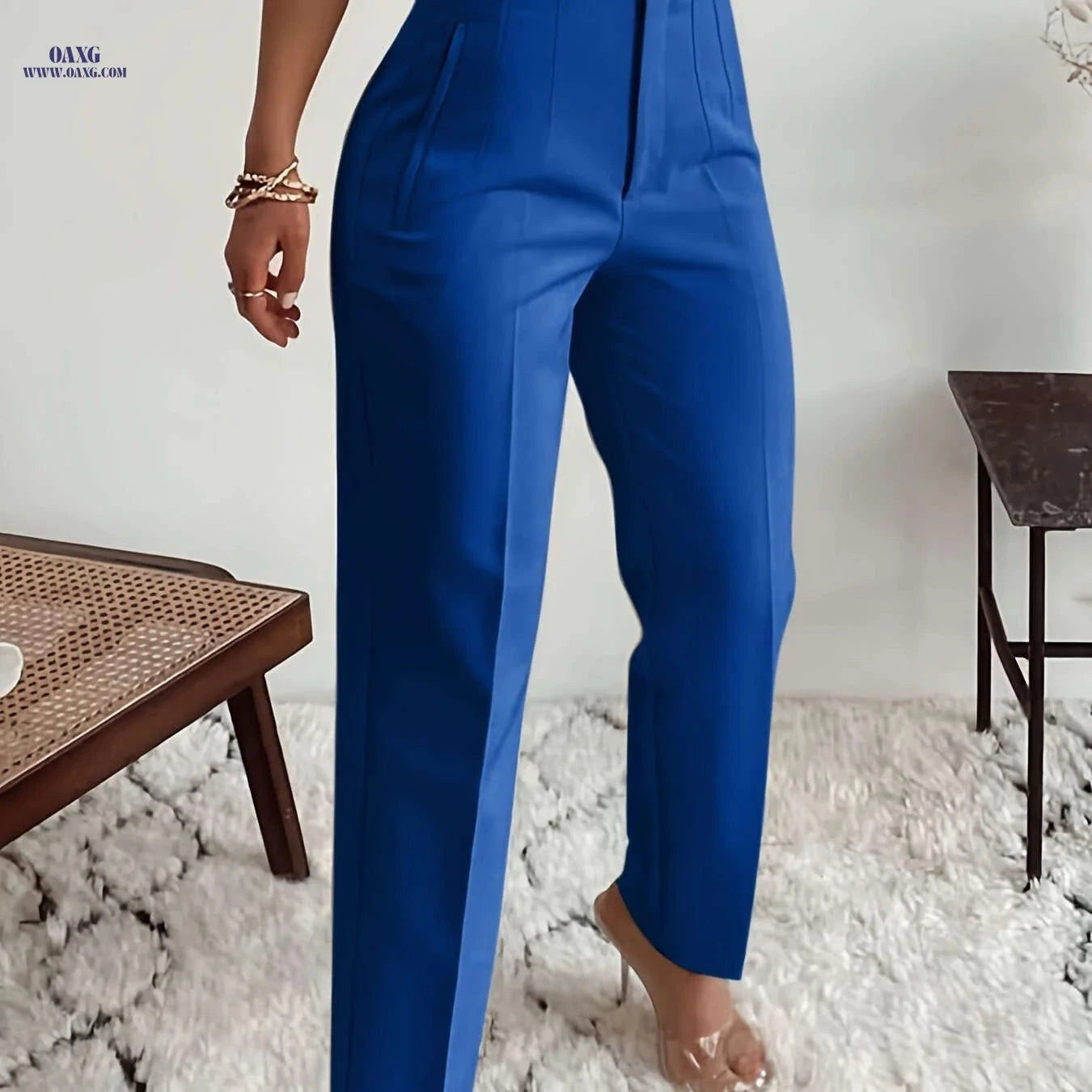 Elegant Women's High-Waisted Formal Trousers - Office Suit Pencil Pants   OAXG 