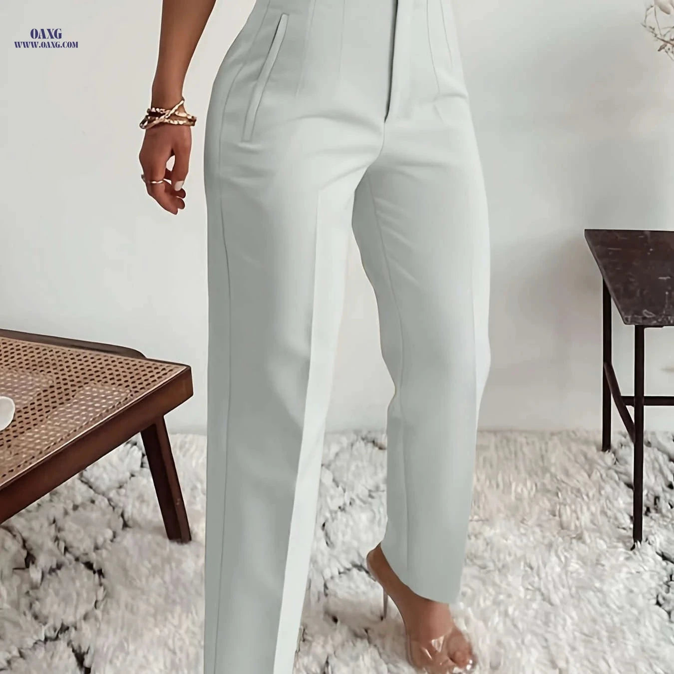 Elegant Women's High-Waisted Formal Trousers - Office Suit Pencil Pants   OAXG 