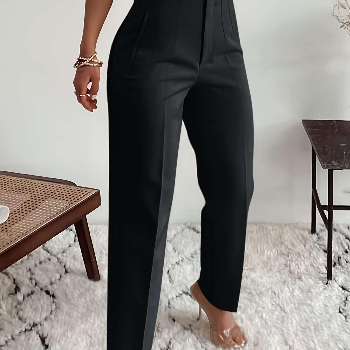 Elegant Women's High-Waisted Formal Trousers - Office Suit Pencil Pants   OAXG 