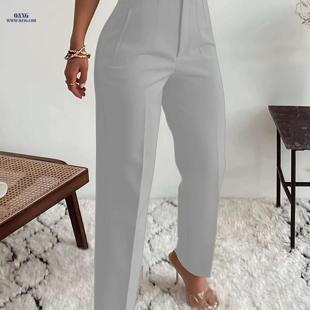 Elegant Women's High-Waisted Formal Trousers - Office Suit Pencil Pants   OAXG 