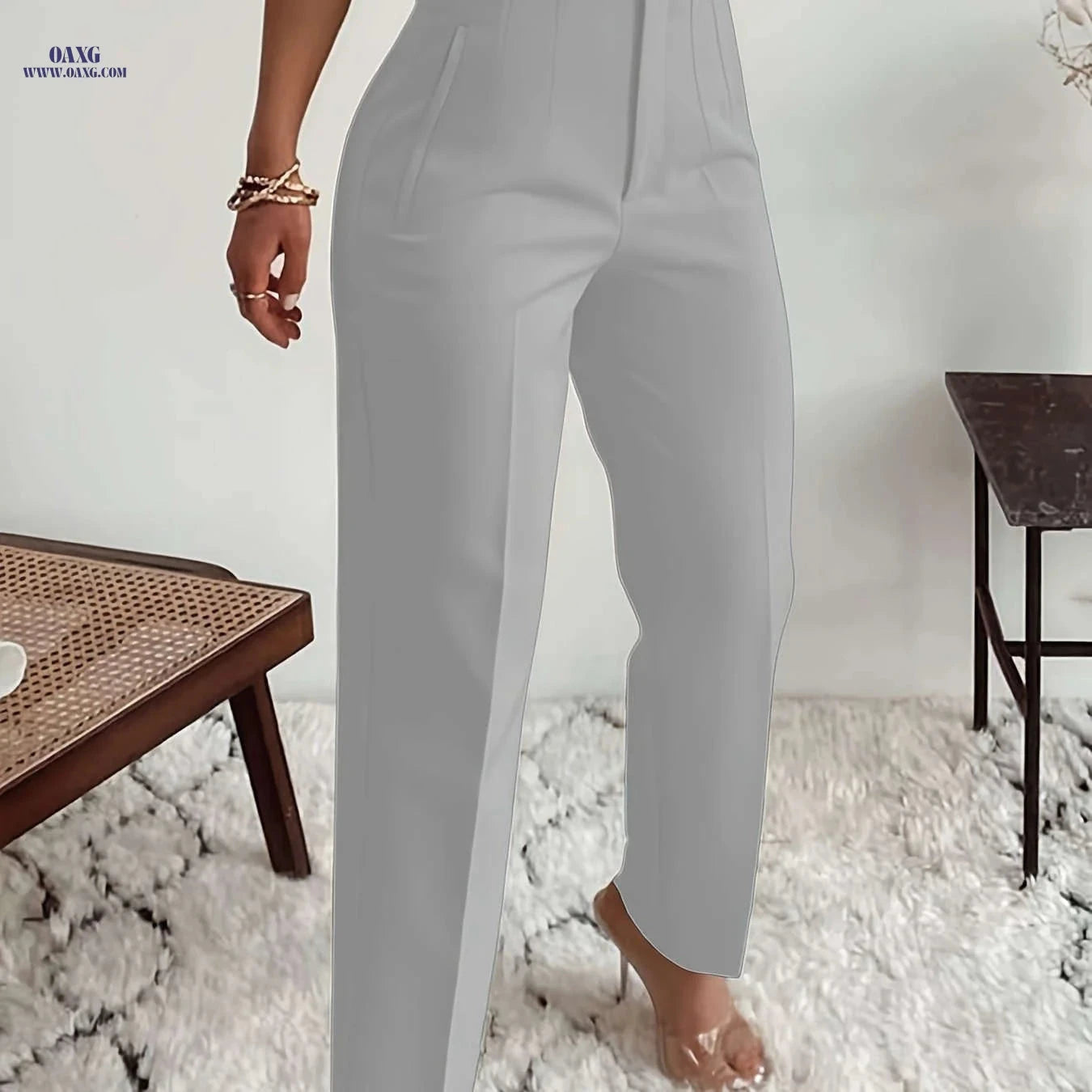 Elegant Women's High-Waisted Formal Trousers - Office Suit Pencil Pants   OAXG 