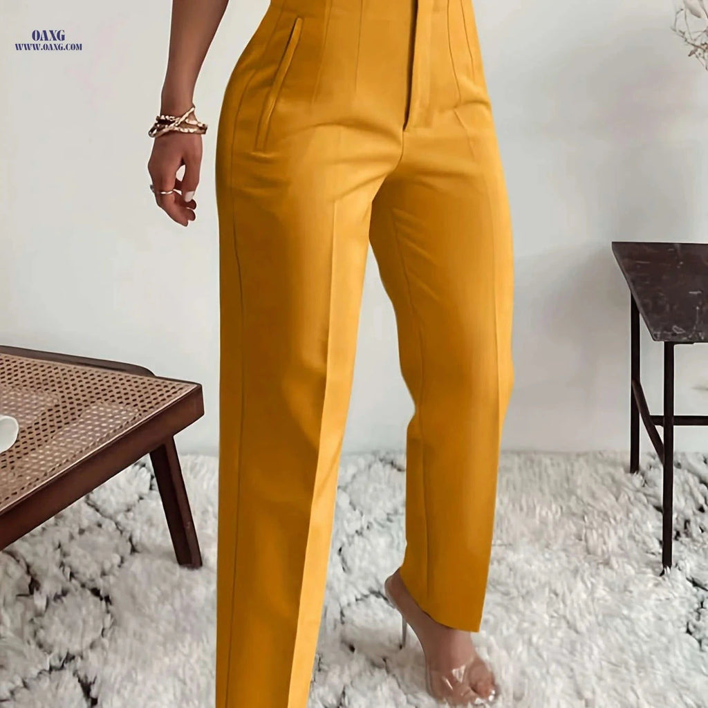 Elegant Women's High-Waisted Formal Trousers - Office Suit Pencil Pants   OAXG 