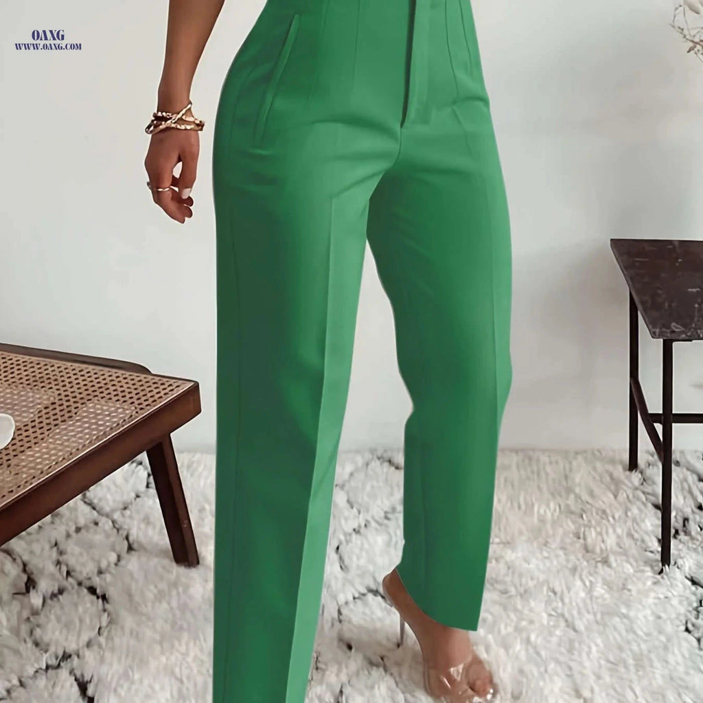 Elegant Women's High-Waisted Formal Trousers - Office Suit Pencil Pants   OAXG 