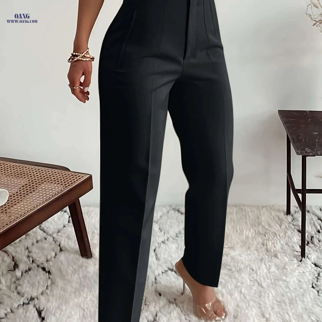 Elegant Women's High-Waisted Formal Trousers - Office Suit Pencil Pants   OAXG 