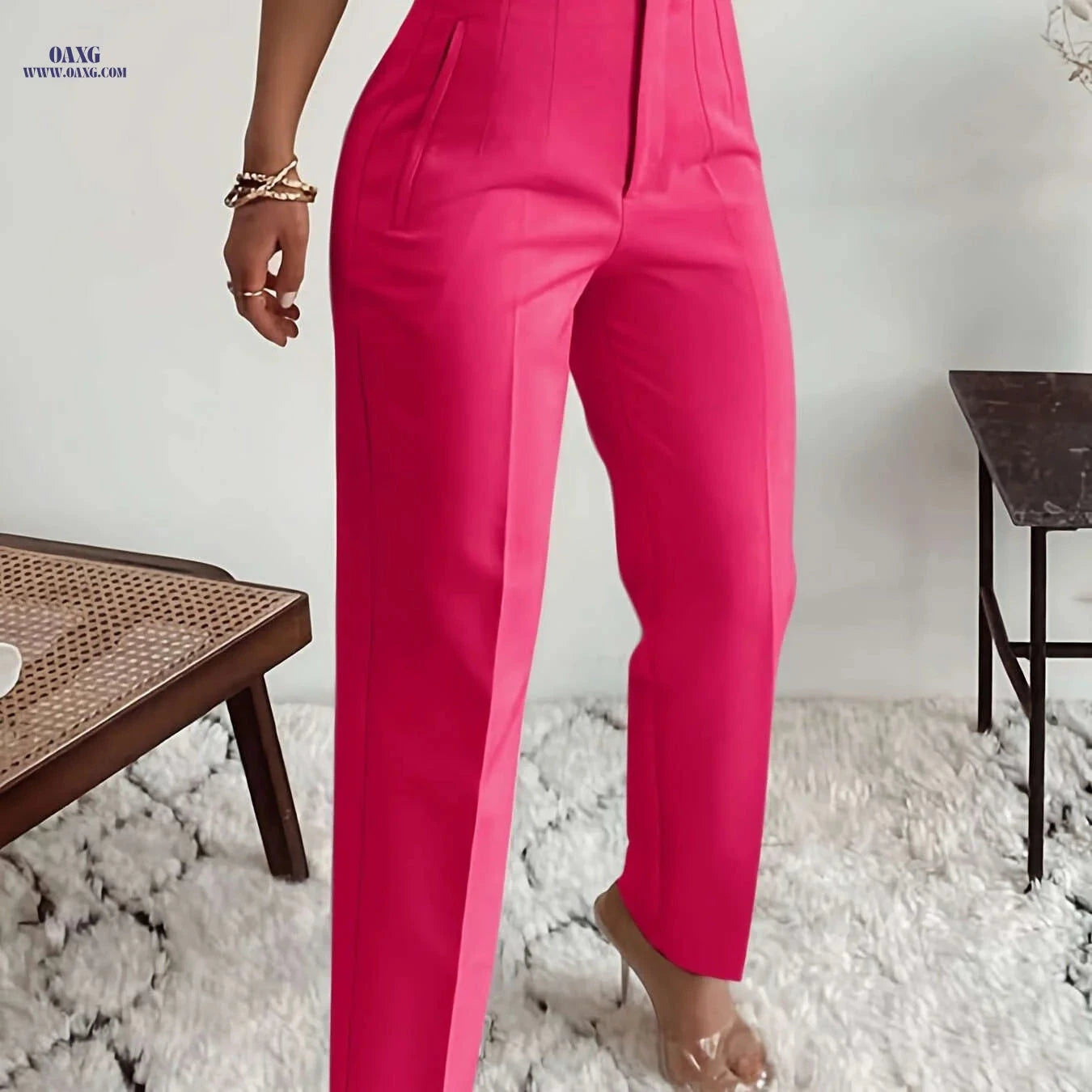 Elegant Women's High-Waisted Formal Trousers - Office Suit Pencil Pants   OAXG 