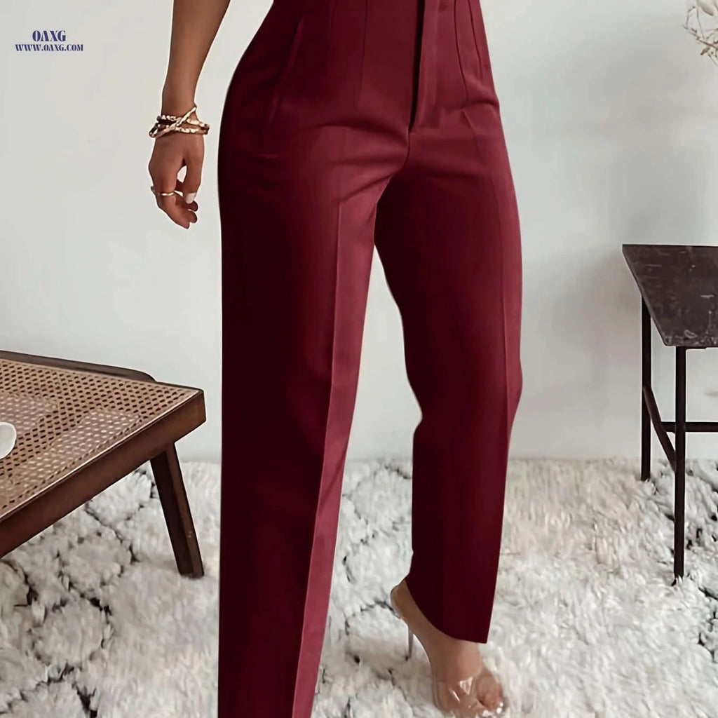 Elegant Women's High-Waisted Formal Trousers - Office Suit Pencil Pants   OAXG 
