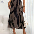 Elegant Women's High-Waisted Maxi Skirt - Black & White Stripes   OAXG 