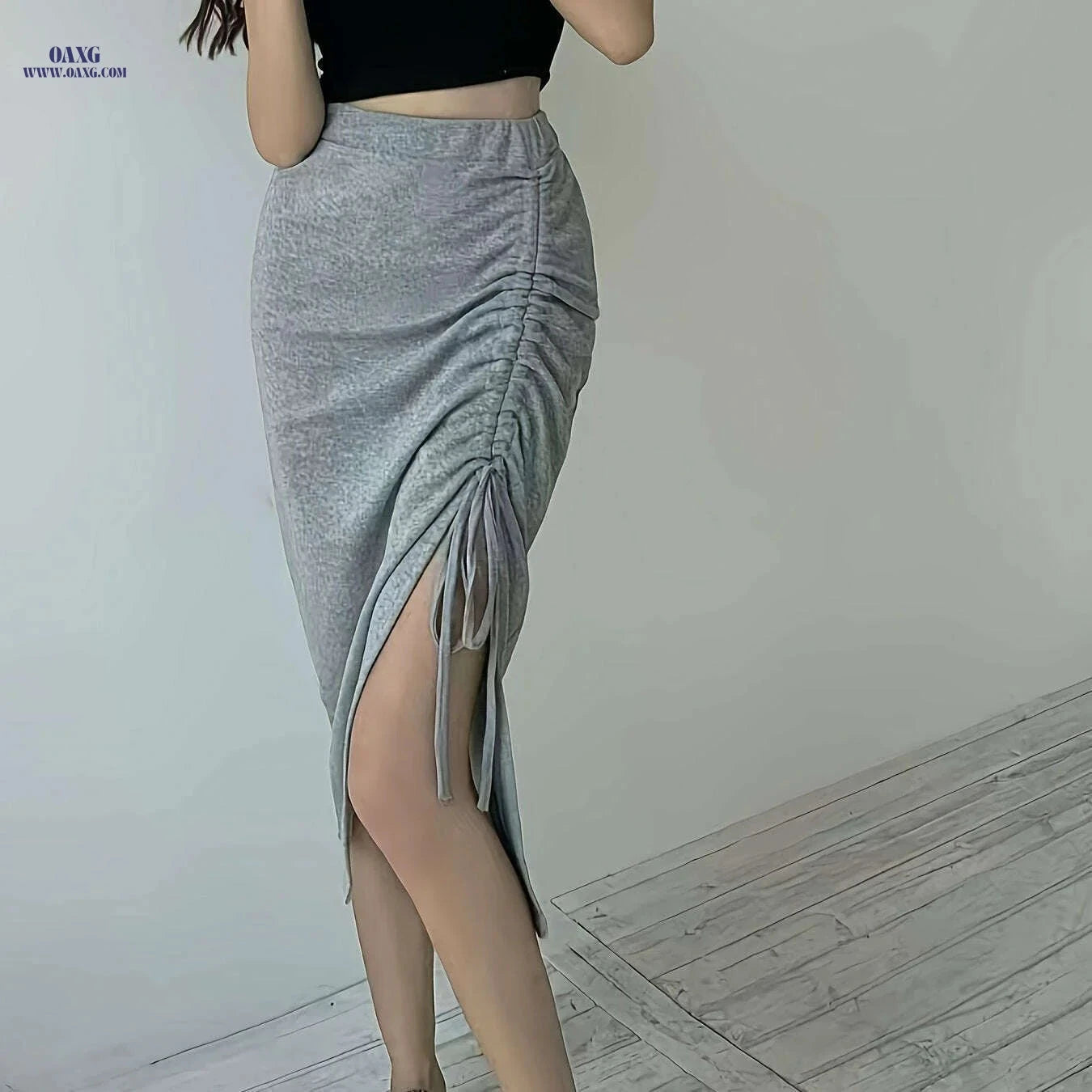 Elegant Women's High-Waisted Skirt - Flattering Fit for All Seasons   OAXG Black / XS