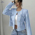 Elegant Women's Jacket for Spring/Fall - Small Fragrance Style   OAXG Sky Blue / S