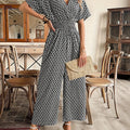 Elegant Women's Jumpsuit - Stylish V-Neck Design, All-Season Wear   OAXG 