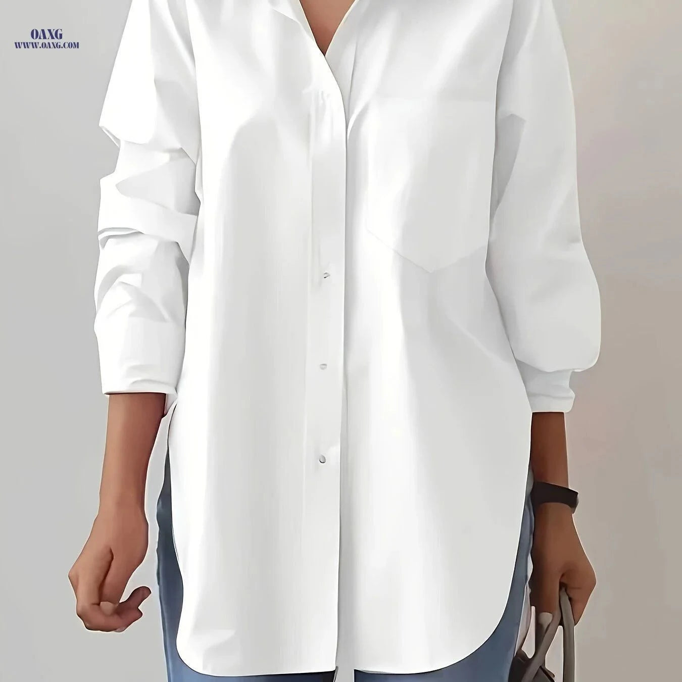 Elegant Women's Lapel Blouse - Solid Color, Long Sleeve Shirt   OAXG Yellow / S