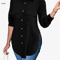 Elegant Women's Long Sleeve Blouse - Solid Color for All Seasons   OAXG Black / S