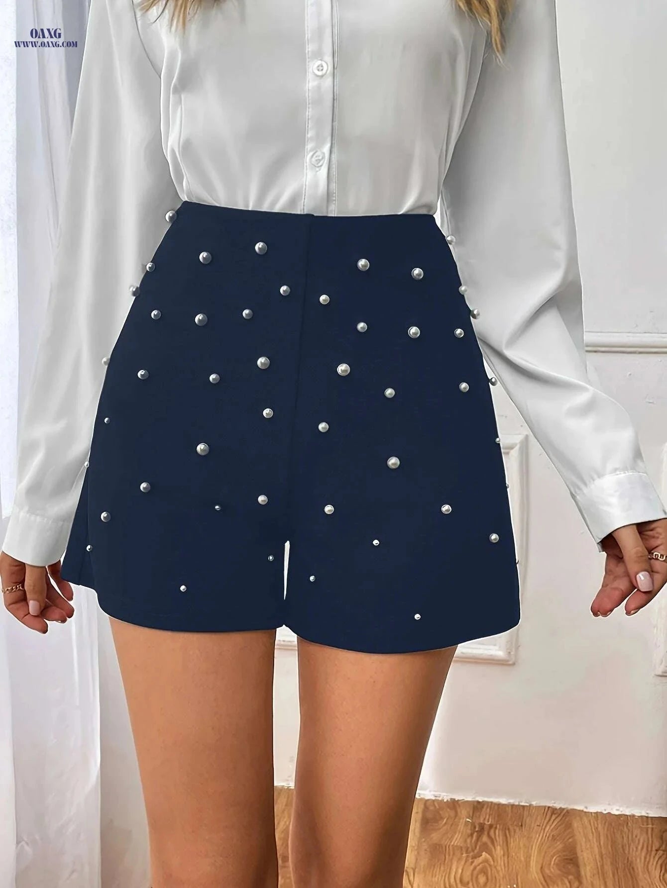 Elegant Women's Loose Fit High Waist Shorts - Comfortable & Stylish   OAXG 