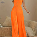 Elegant Women's Mini Jumpsuit - Spaghetti Strap & Wide-Leg Design   OAXG 
