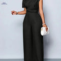 Elegant Women's Off-Shoulder Jumpsuit - Casual Daytime Outfit   OAXG Black / S