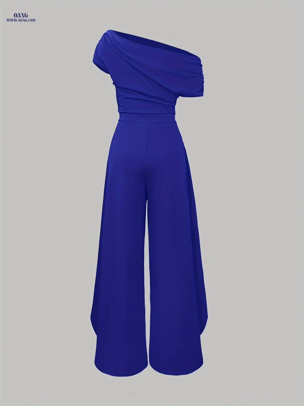 Elegant Women's One-Shoulder Jumpsuit - Stylish Wide Leg Design   OAXG Blue / S