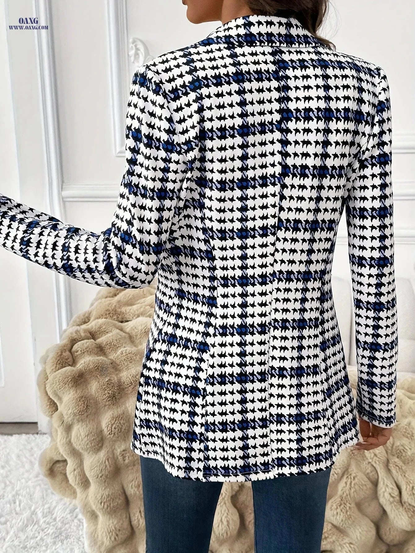 Elegant Women's Plaid Blazer for Daily Wear - Long Sleeve Suit Jacket   OAXG Mixed colors / S