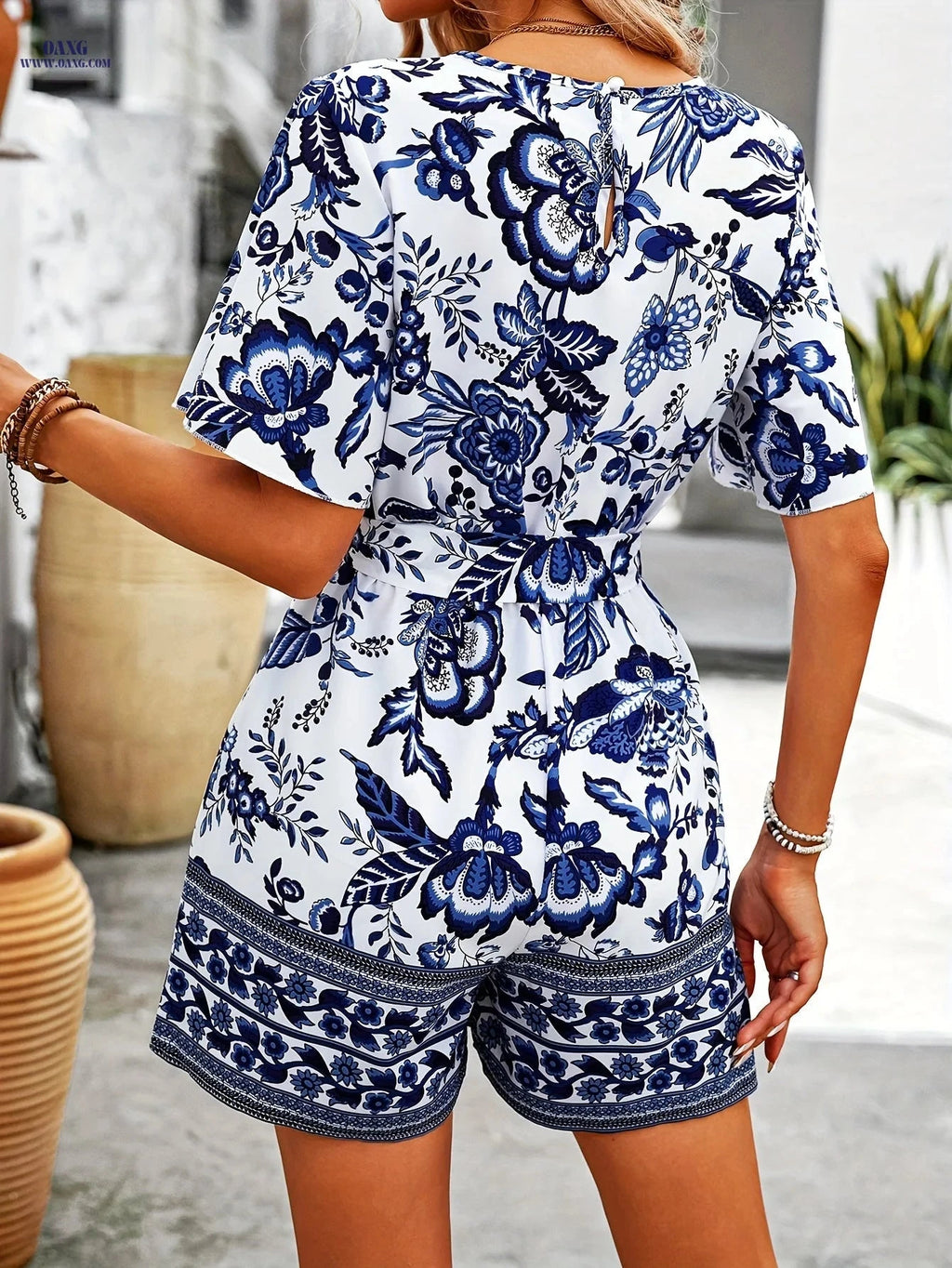 Elegant Women's Plant Print Jumpsuit - Spring/Summer Fashion   OAXG 