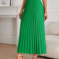 Elegant Women's Pleated Skirt - 100% Polyester for Spring/Summer   OAXG 
