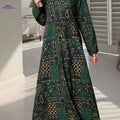 Elegant Women's Print Abaya Dress - Long Sleeve, Loose Fit   OAXG 