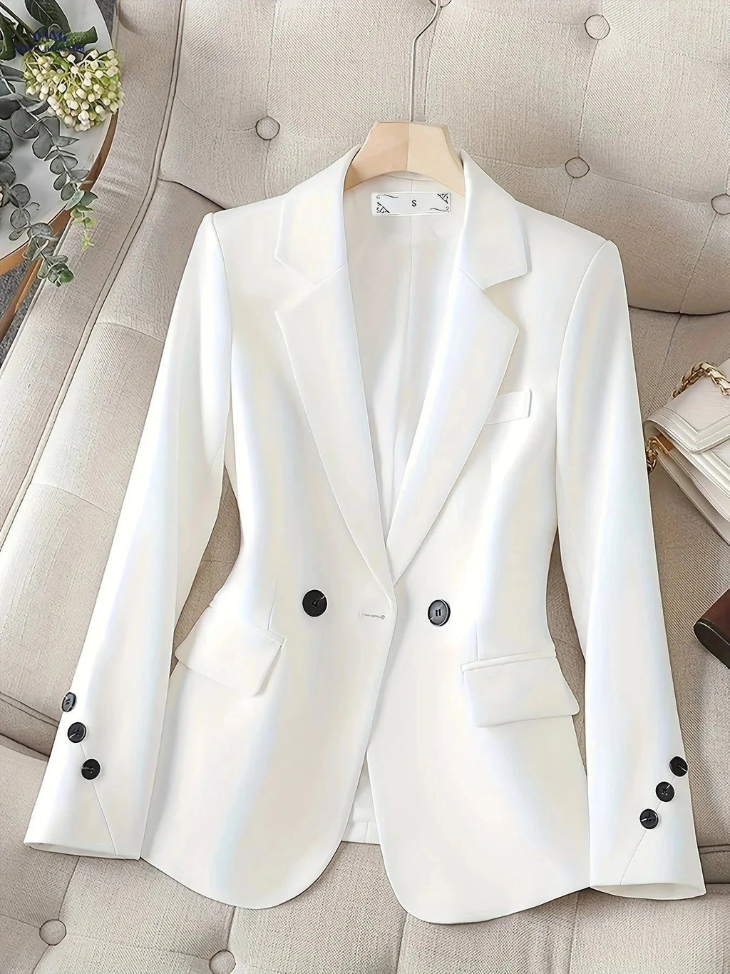Elegant Women's Professional Suit - Slim Fit for All Seasons   OAXG White / XS
