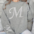 Elegant Women's Pullover Sweatshirt - Shiny Letter M Print Design   OAXG Light Grey / S