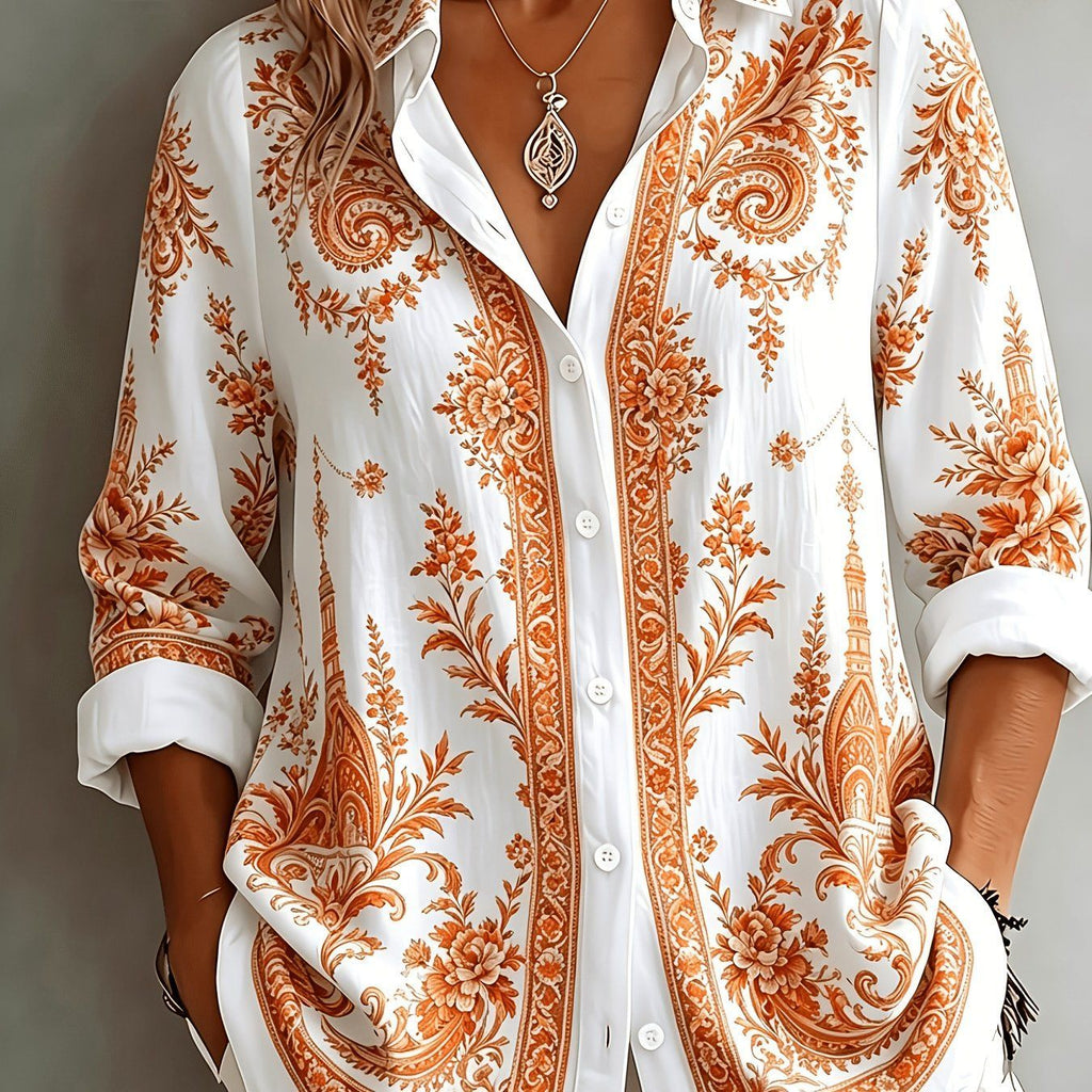 Elegant Women's Shirt - Casual Print for Daily Commute & Outdoor   OAXG Purple / S