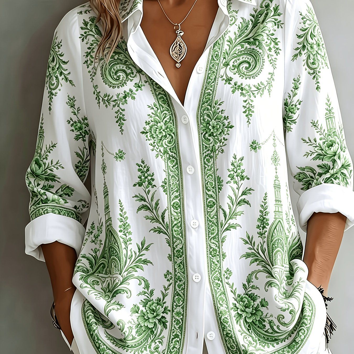 Elegant Women's Shirt - Casual Print for Daily Commute & Outdoor   OAXG Purple / S