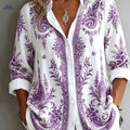 Elegant Women's Shirt - Casual Print for Daily Commute & Outdoor   OAXG Purple / S