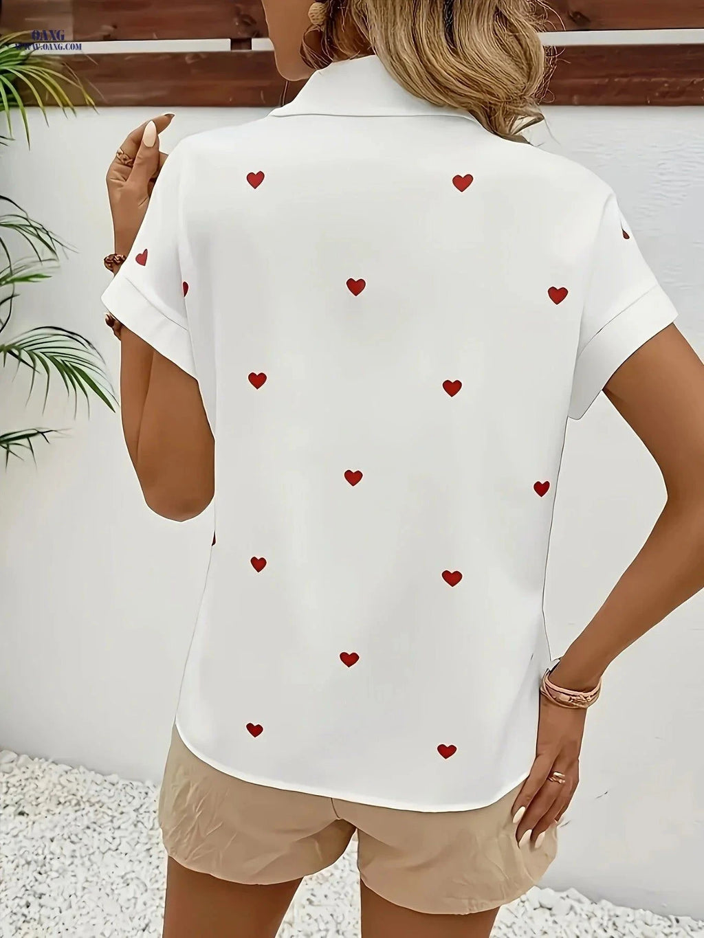 Elegant Women's Short-Sleeve Printed Shirt - Fashionable Summer Style   OAXG Multicolor / S