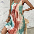 Elegant Women's Sleeveless Dress - Geometric Print, Casual & Dressy   OAXG Mixed Color / S