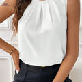Elegant Women's Sleeveless Round Neck Top - Solid Color Design   OAXG White / S