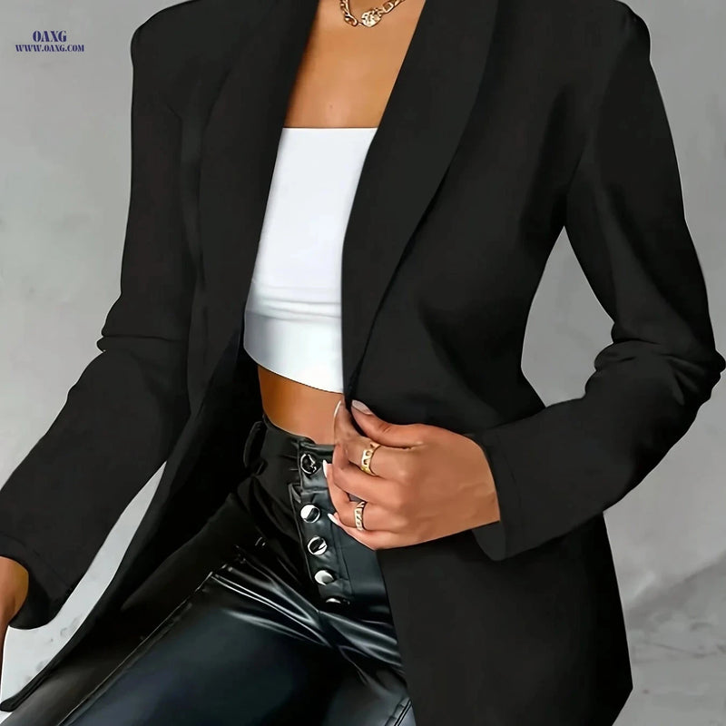 Elegant Women’s Solid Color Blazer - Perfect for Commuting & Casual Wear   OAXG 