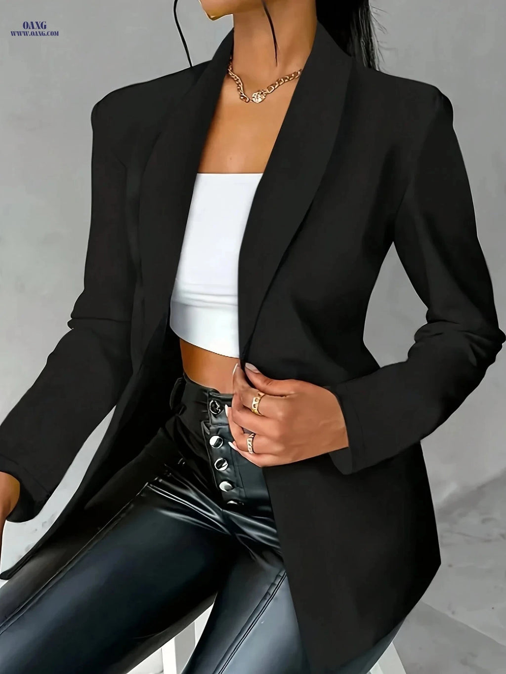 Elegant Women’s Solid Color Blazer - Perfect for Commuting & Casual Wear   OAXG 