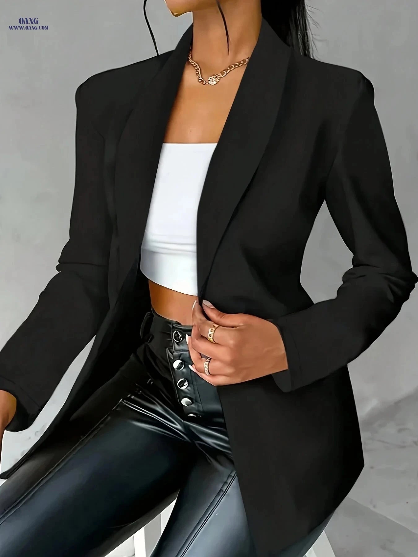 Elegant Women’s Solid Color Blazer - Perfect for Commuting & Casual Wear   OAXG 
