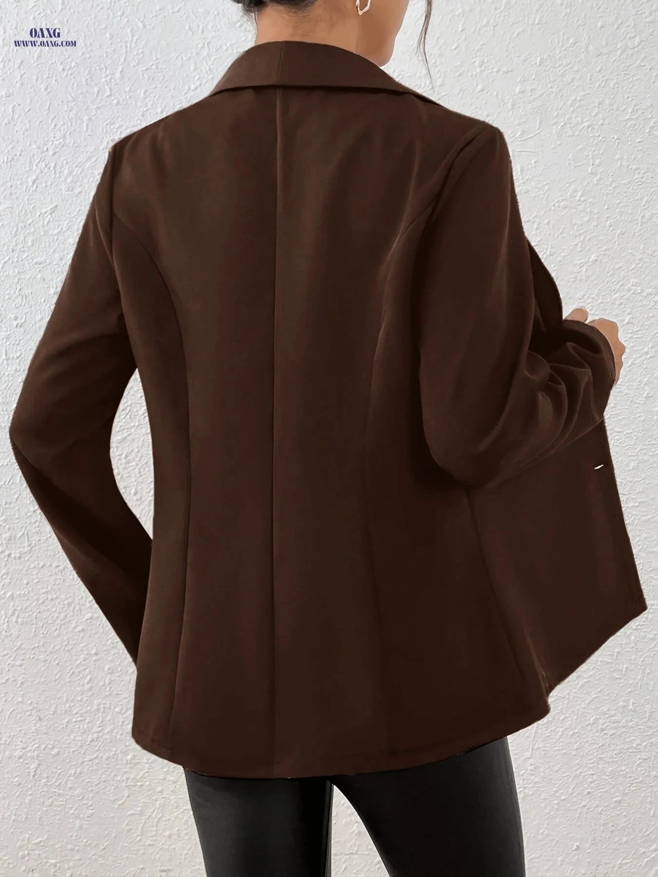 Elegant Women’s Solid Color Blazer - Perfect for Commuting & Casual Wear   OAXG Black / S
