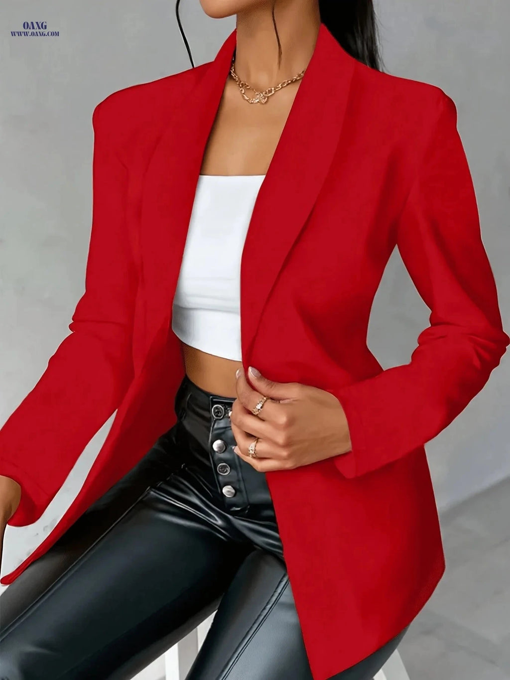 Elegant Women’s Solid Color Blazer - Perfect for Commuting & Casual Wear   OAXG 