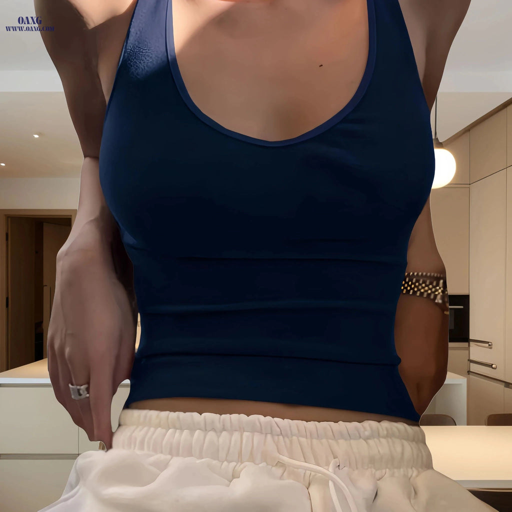 Elegant Women's Solid Color Halter Top - Micro Elastic Fabric   OAXG 