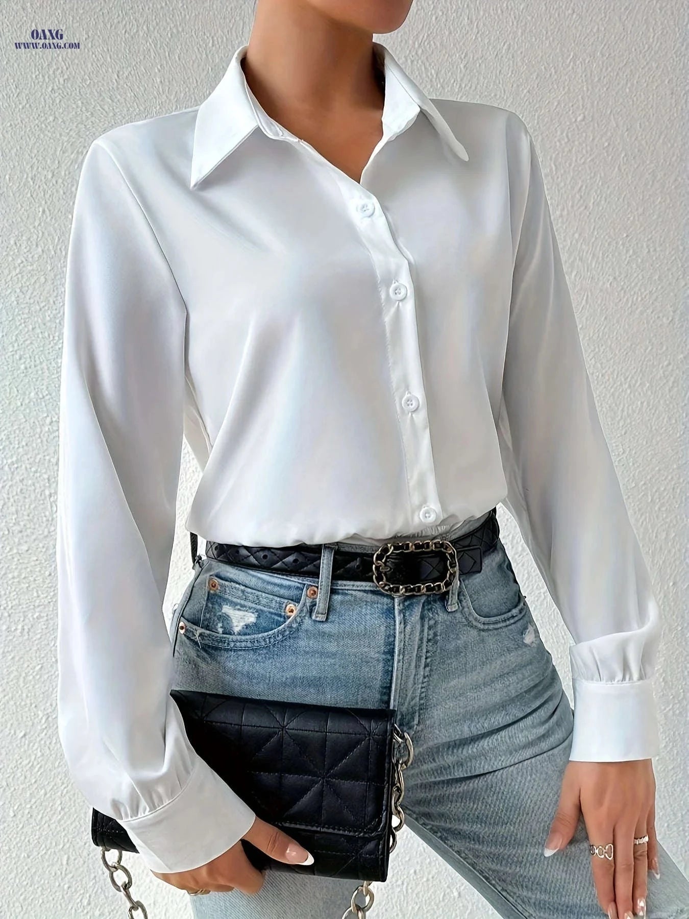 Elegant Women's Solid Color Long Sleeve Bodysuit - 100% Polyester   OAXG 