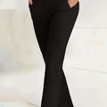 Elegant Women's Solid Color Pants with Pockets - All-Season Style   OAXG 