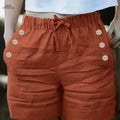 Elegant Women's Solid Color Shorts with Pockets - Summer Style   OAXG Brick Red / S