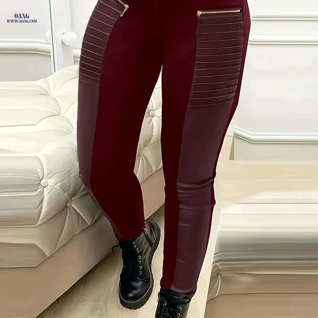 Elegant Women’s Solid Color Skinny Pants - Casual Slim Fit Trousers   OAXG 